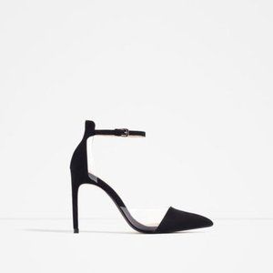 zara black clear heels